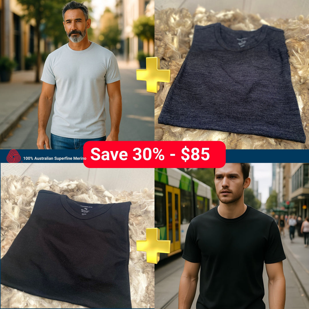 2 Merino Tees for Dad (or mum) Save 30%