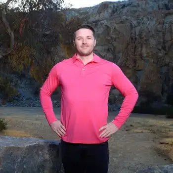 Long Sleeve Polo Shirt - Unisex - Australian Merino Wool - Pink