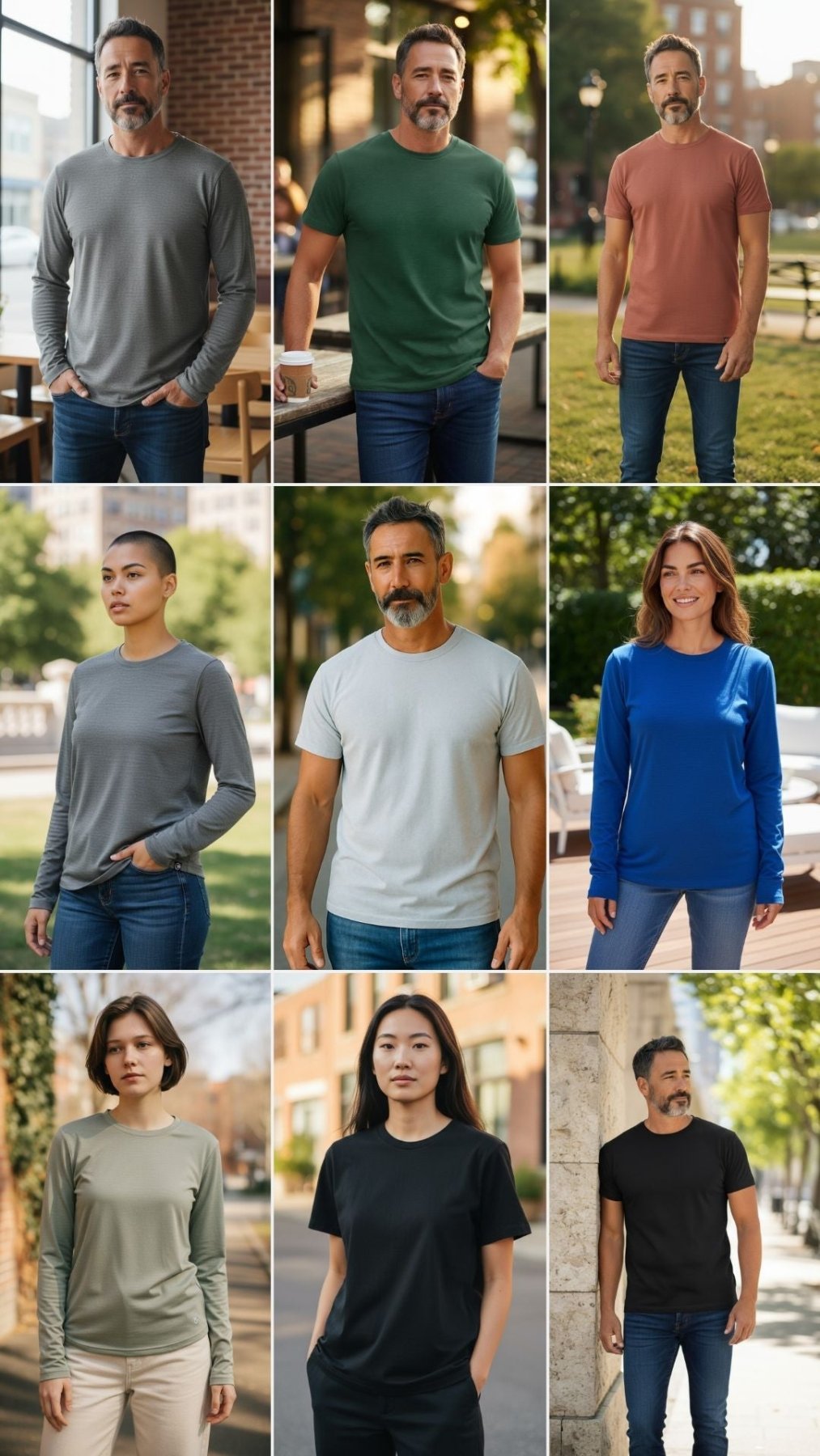 Crew Neck T-Shirts (Short and Long Sleeve)- 100% Superfine Merino