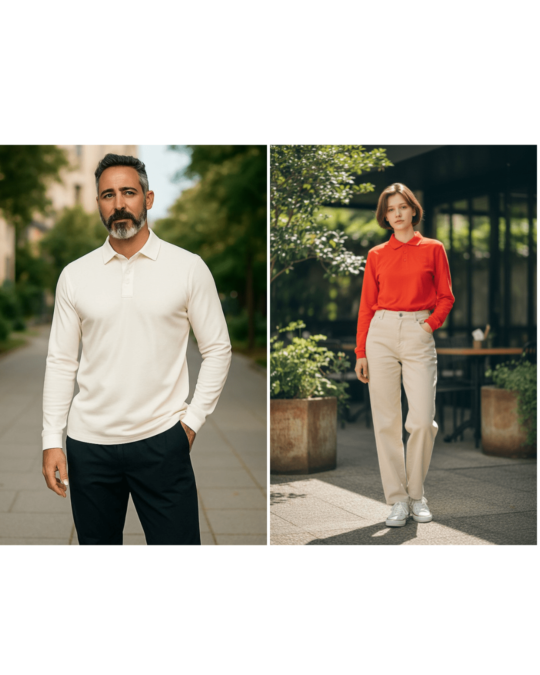 Long sleeve merino polo shirts