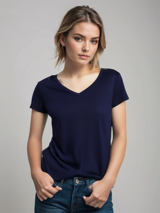 Limited Release - Lady's V Neck T-shirts - 100% Extra Superfine Wool