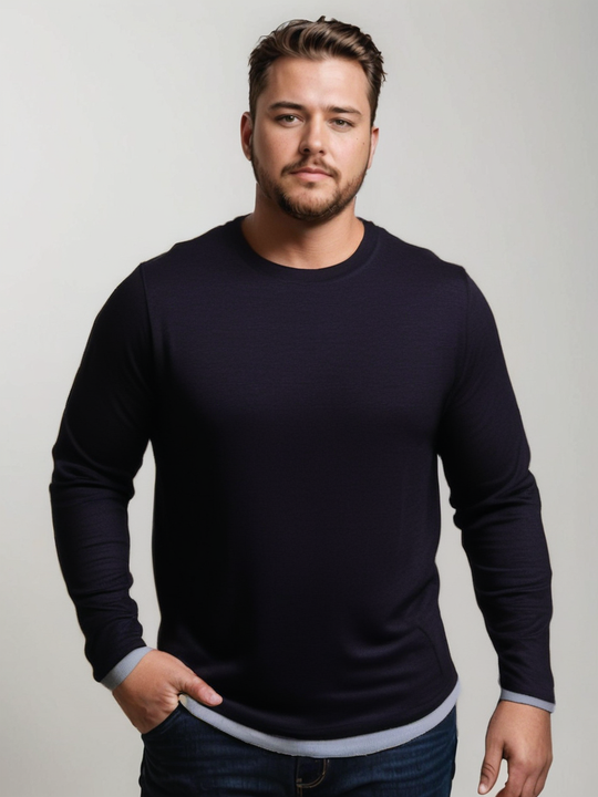 Merino Wool long Sleeve T-Shirt - Unisex - Black Melange