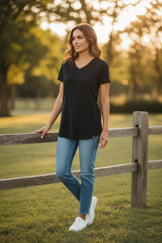 Lady's V-Neck Merino T-shirts