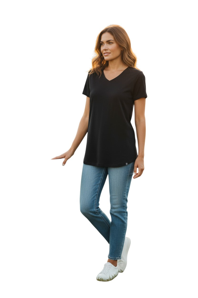 Lady's V-Neck Merino T-shirts