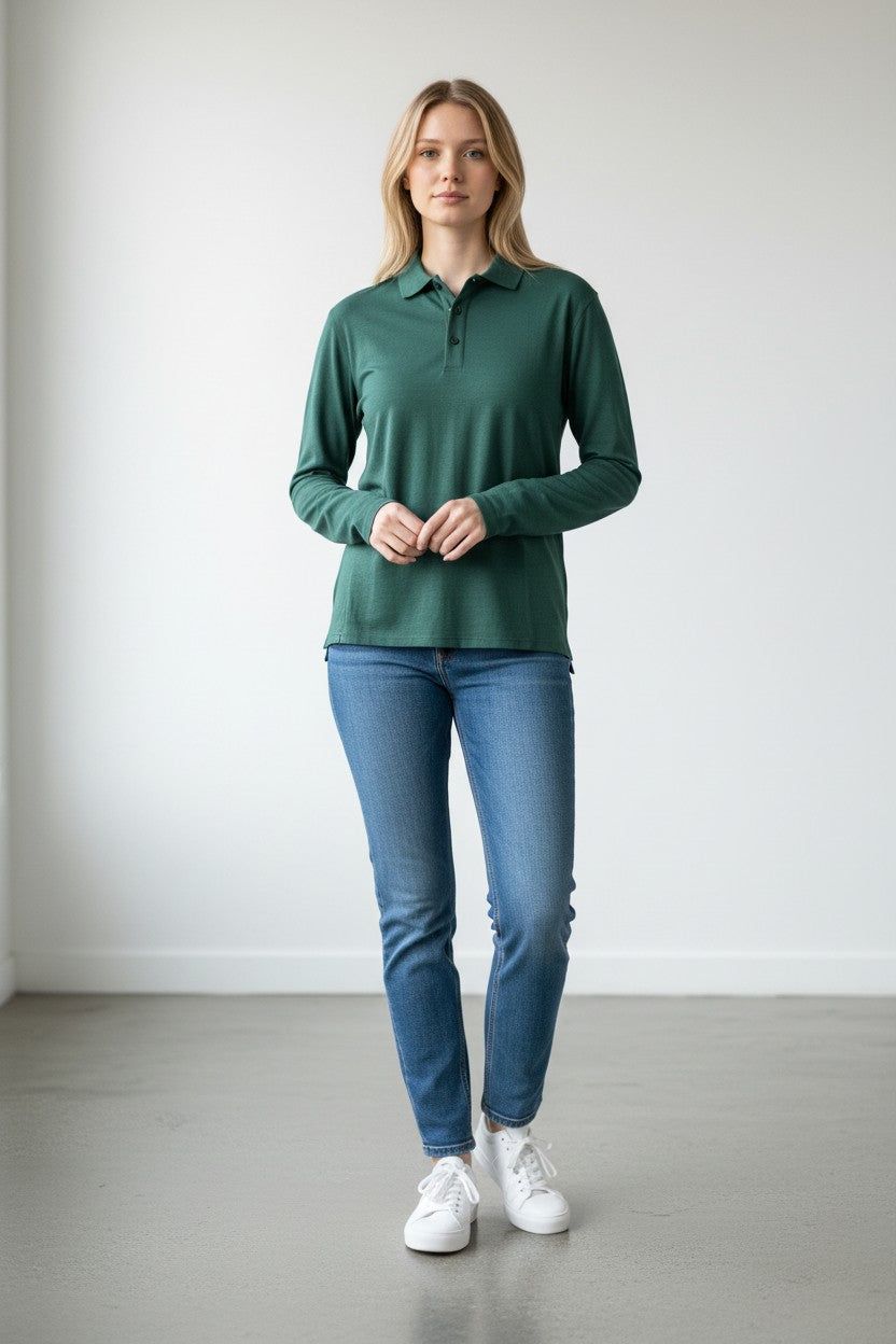 Unisex Long Sleeve Merino Polos - Australian Merino Enhanced Performance Edition