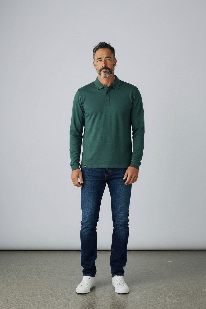 Unisex Long Sleeve Merino Polos - Australian Merino Enhanced Performance Edition