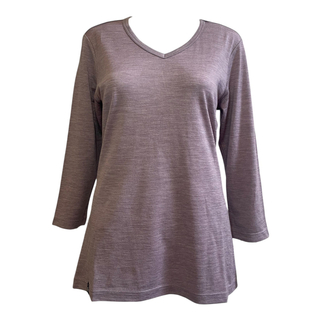 Lady's V-Neck Merino T-shirts 3/4 Sleeve