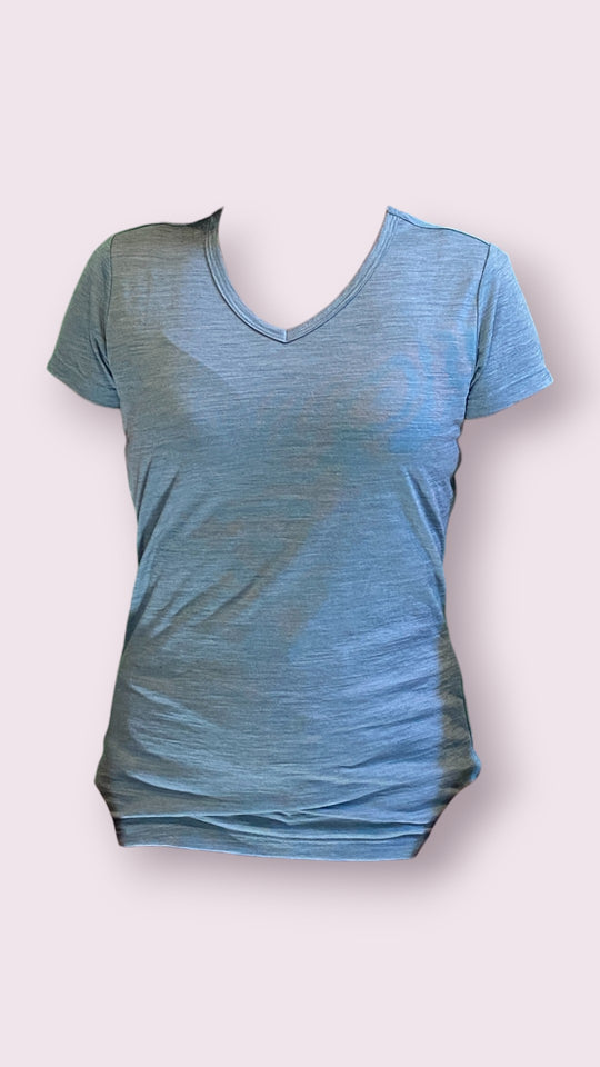 Women v-neck t-shirt (Angel Blue Stripe)
