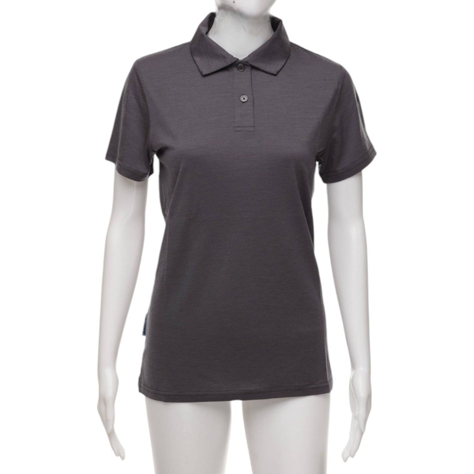 Dark grey women's polo shirt hotsell