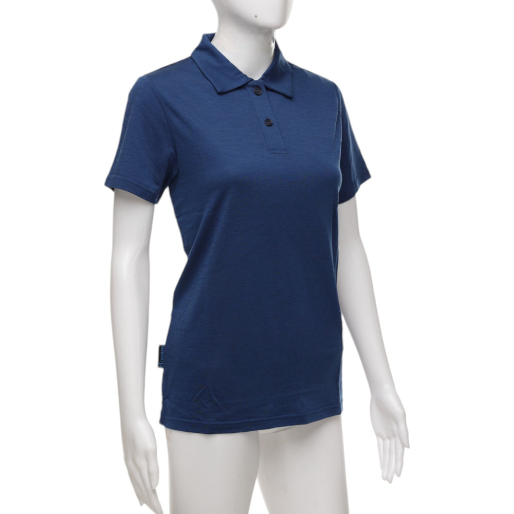 The Merino Polo - Women's Polo Shirt - Navy Peony Blue