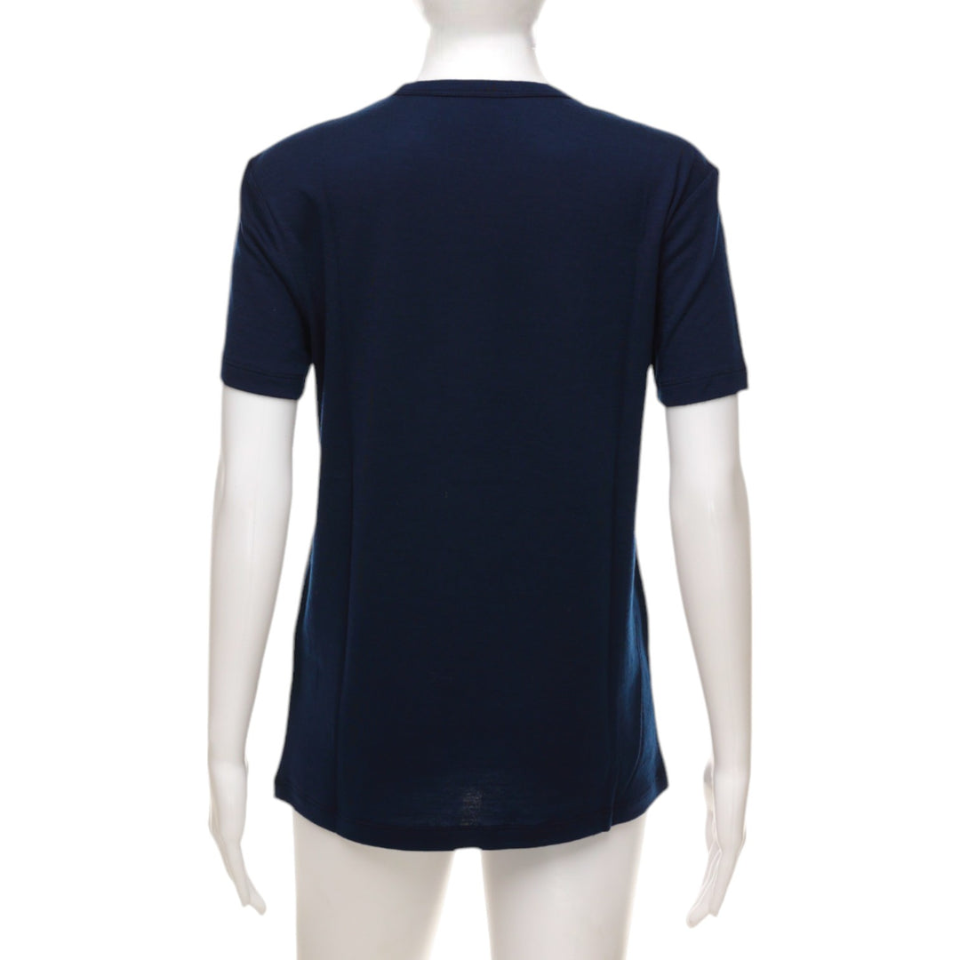 Merino Wool Crew Neck T-Shirt  - Navy - Unisex