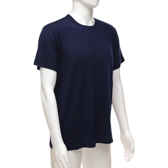 Merino Wool Crew Neck T-Shirt  - Navy - Unisex