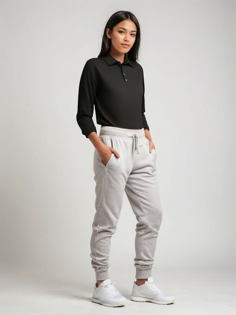 Long Sleeve Polo Shirt - Black - Unisex - The Merino Polo