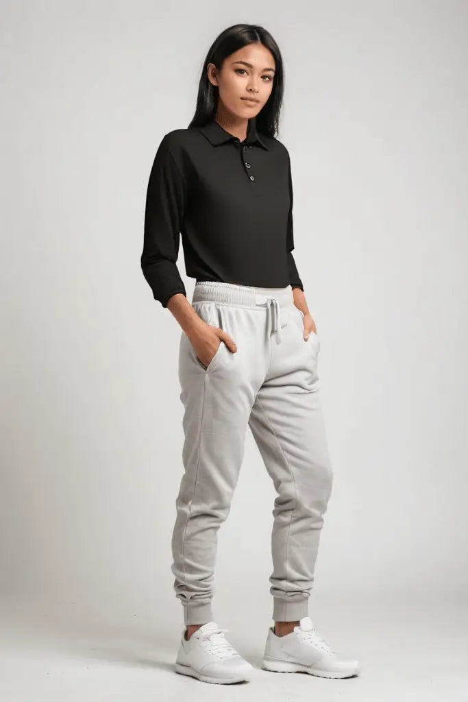 Long Sleeve Polo Shirt - Black - Unisex - The Merino Polo