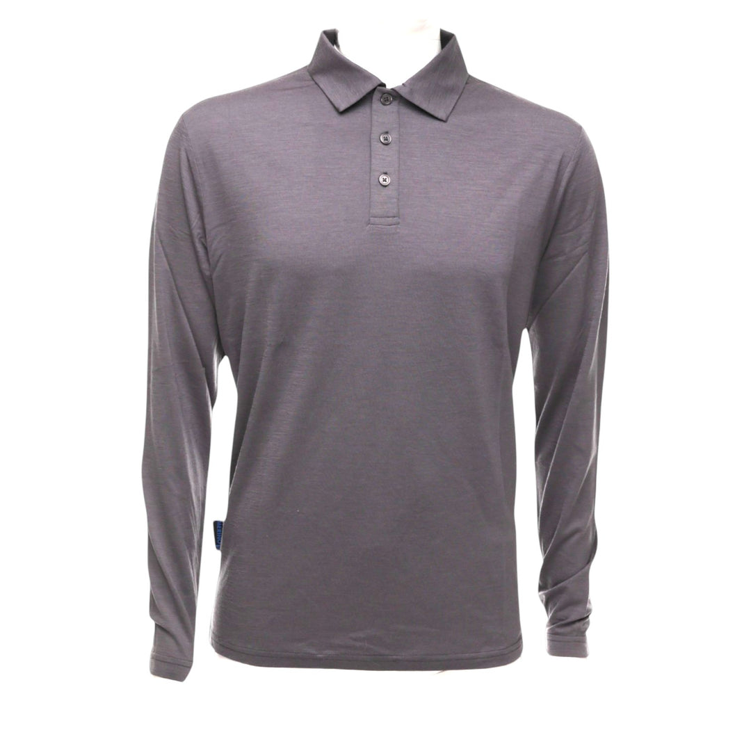 Gray long-sleeve polo shirt on a white background