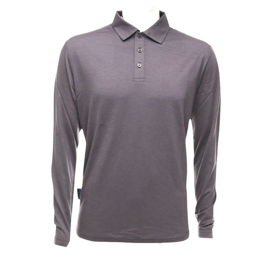Gray long-sleeve polo shirt on a white background