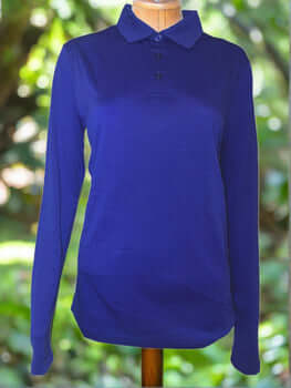 Long Sleeve Polo Shirt - Unisex - Australian Merino Wool - Mazarine Blue - Blue Wren blue - The Merino Polo