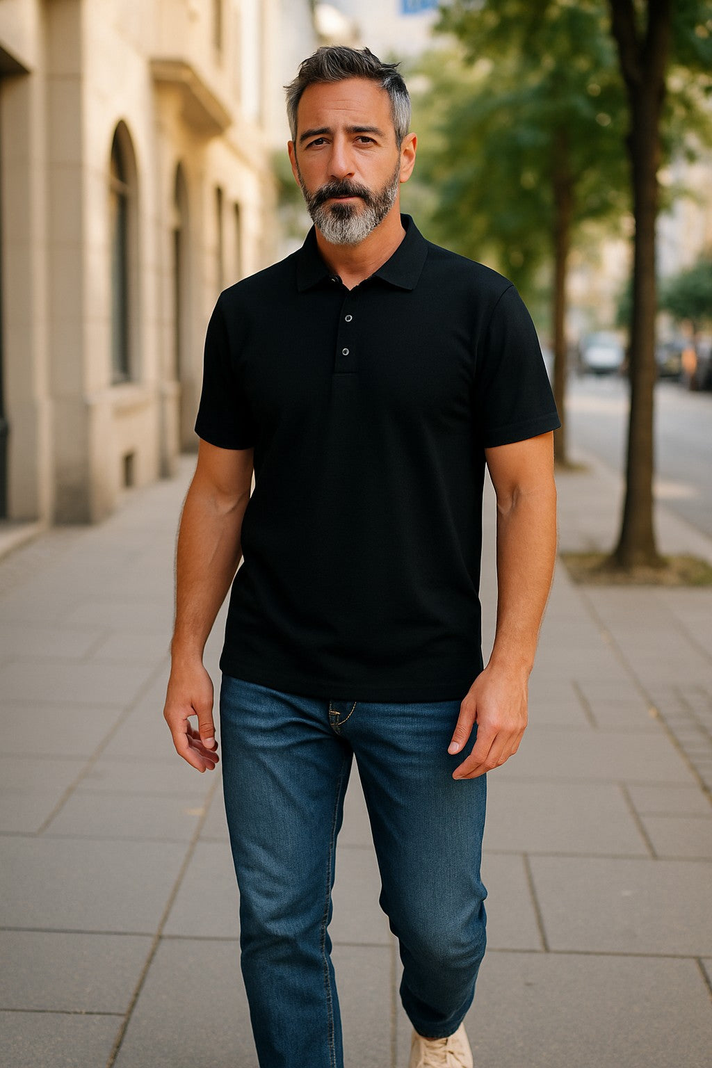 Men's Polo Shirt - Australian Merino Wool in Black - The Merino Polo