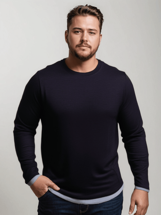 Merino Wool long Sleeve T-Shirt - Unisex - Black Melange - The Merino Polo