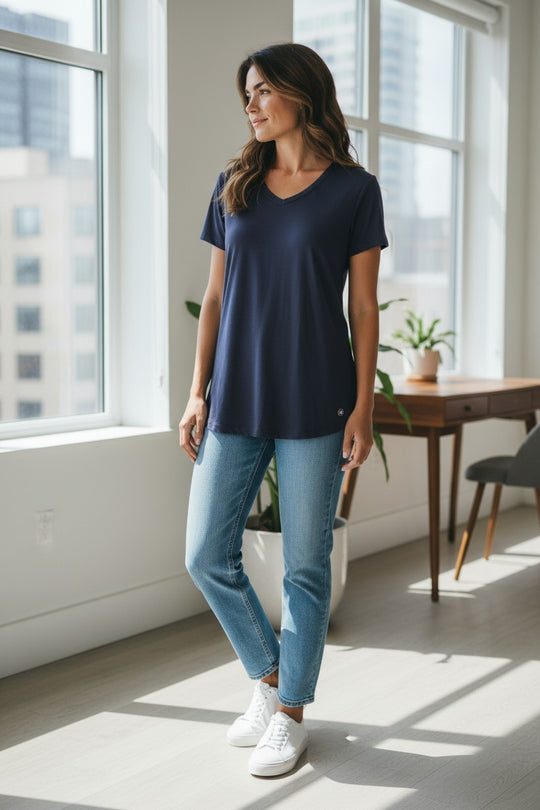 Lady's V-Neck Merino T-shirts