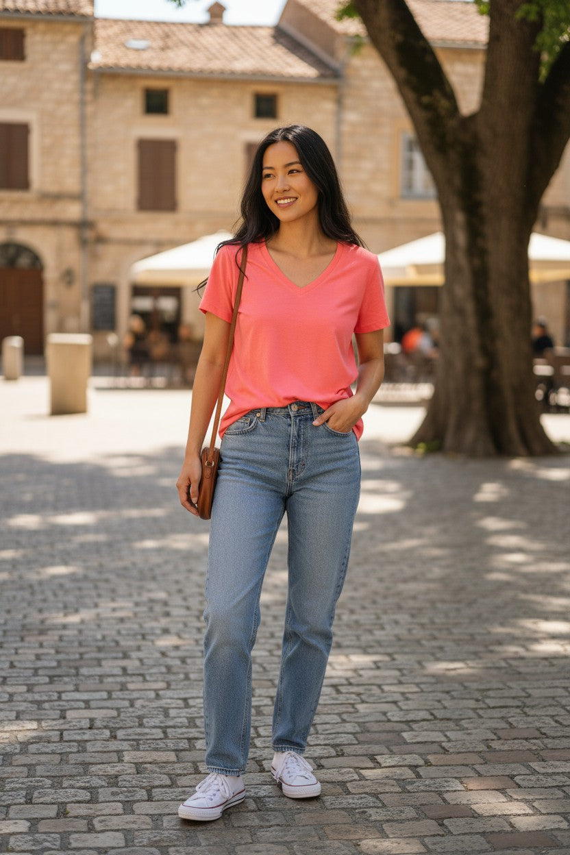 Lady's V-Neck Merino T-shirts