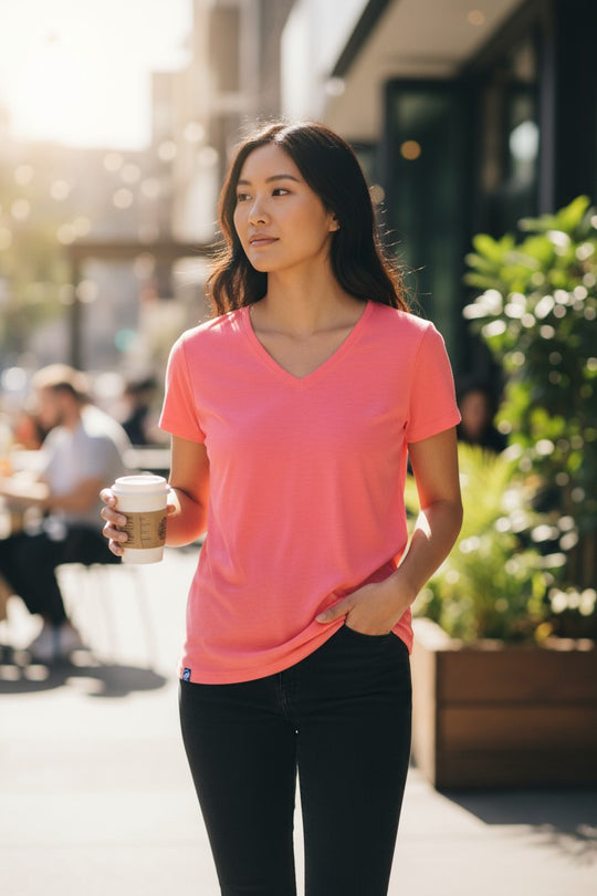 Lady's V-Neck Merino T-shirts
