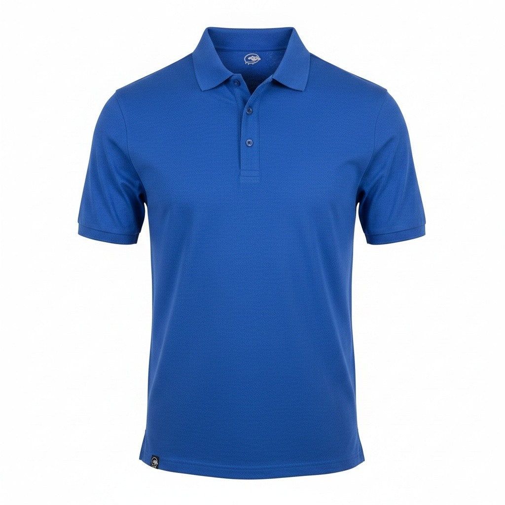 Man in merino wool polo shirt