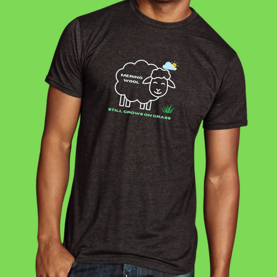 Merino Wool Crew Neck T-Shirt  - Wool Grows on Grass