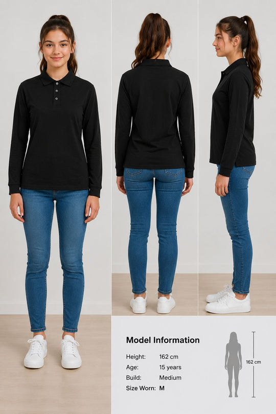 Unisex Long Sleeve Merino Polo — Enhanced Performance