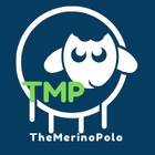 TheMerinoPolo logo featuring a white sheep silhouette inside a circle with green 'TMP' text and the brand name 'TheMerinoPolo' below on a dark blue background.