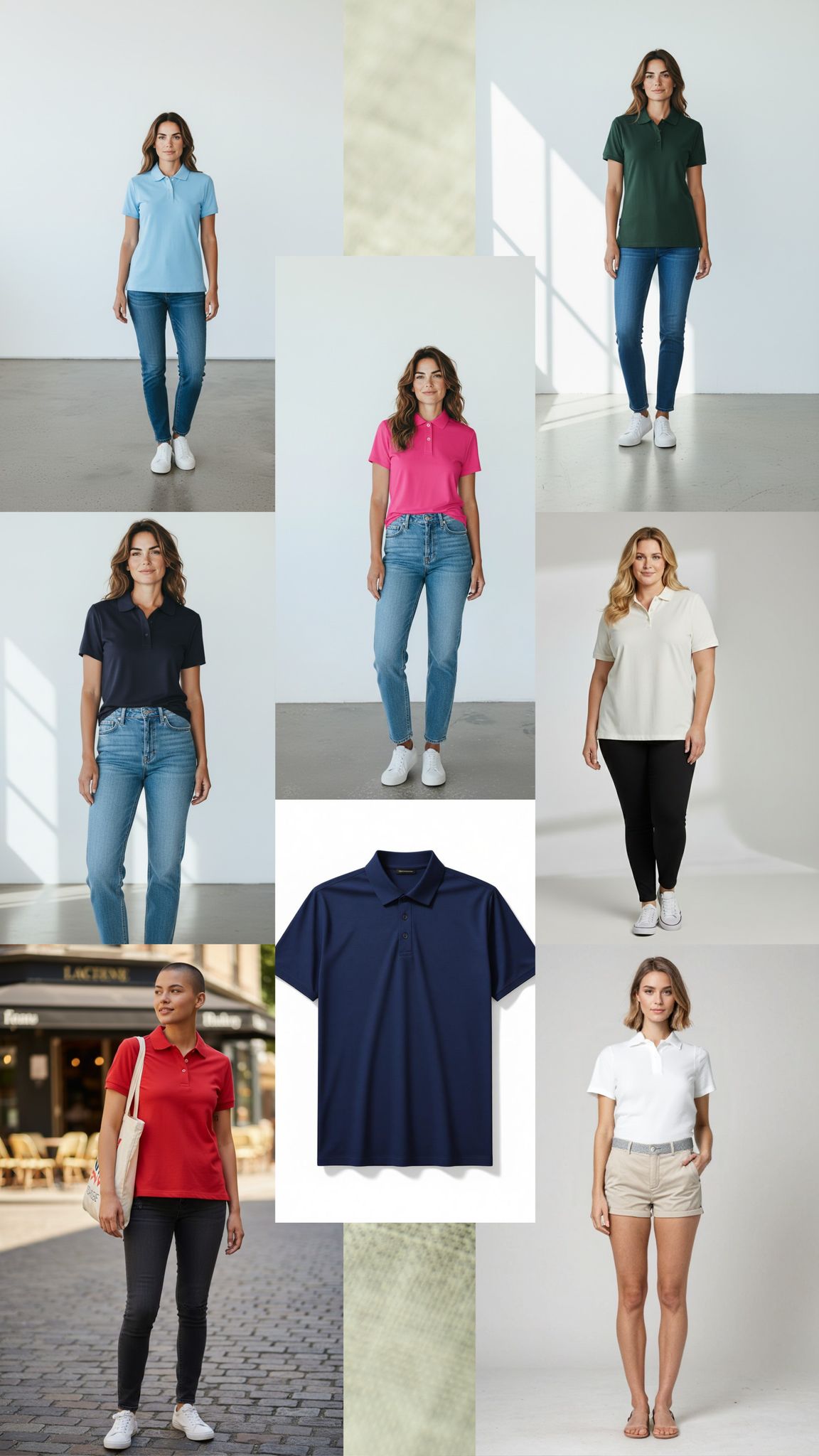 Women wearing merino wool polo shirts
