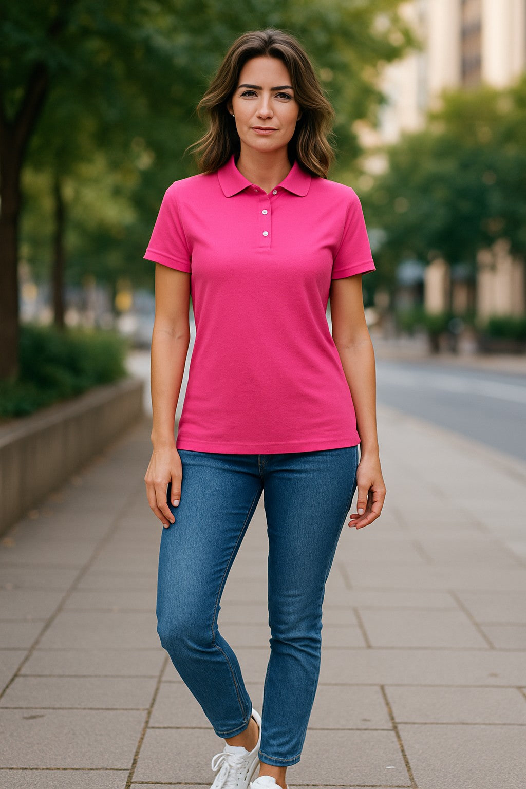 Women's Short Sleeve Polo - Australian Merino Wool - Pink