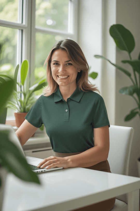 Women's Short Sleeve Polo - Australian Merino Wool - Dark Green