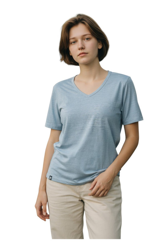 Lady's V-Neck Merino T-shirts