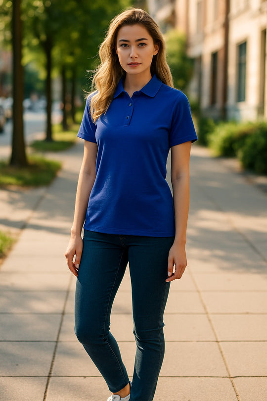 Women's Short Sleeve Polo - Australian Merino Wool - Mazarine Blue