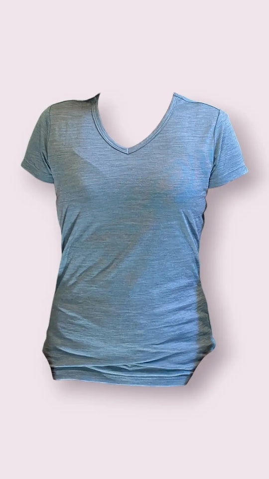 Women v-neck t-shirt (Angel Blue Stripe)