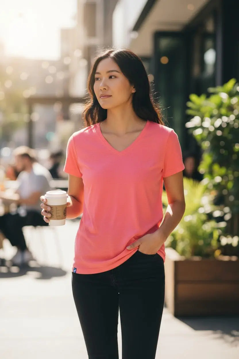 Pink v-neck t-shirt