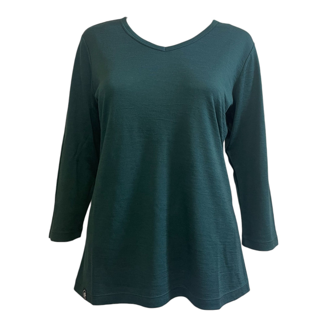 Green long-sleeve shirt on a white background