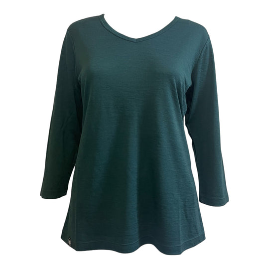 Green long-sleeve shirt on a white background