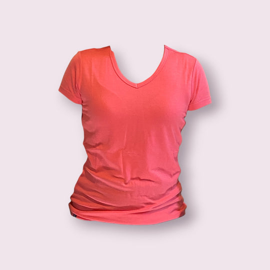 Dusty rose merino wool t-shirt for women
