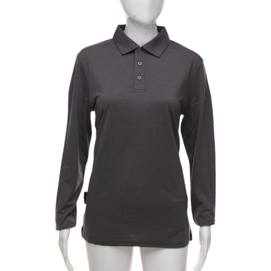 Long Sleeve Polo Shirt - Charcoal Grey - Unisex - The Merino Polo