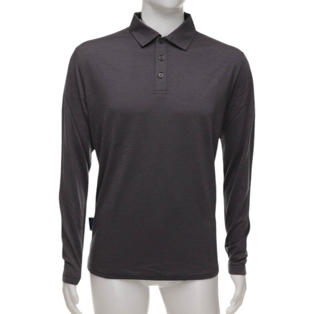 Long Sleeve Polo Shirt - Charcoal Grey - Unisex - The Merino Polo