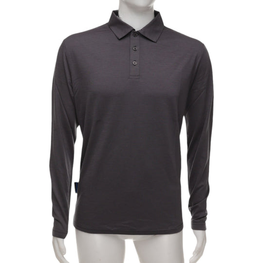 Long Sleeve Polo Shirt - Charcoal Grey - Unisex - The Merino Polo