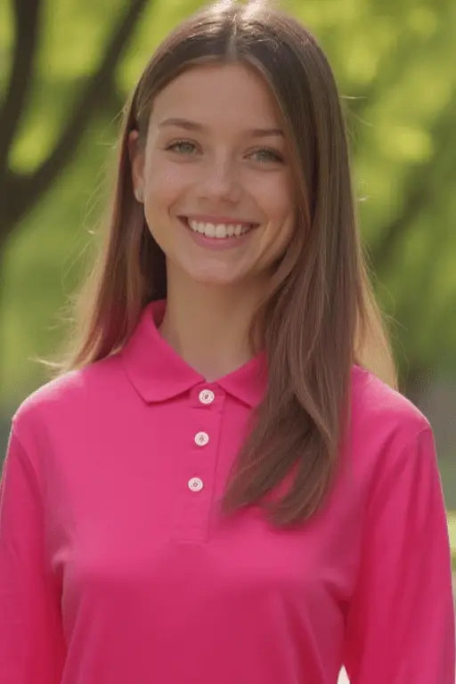 Long Sleeve Polo - Australian Merino - Unisex - Pink