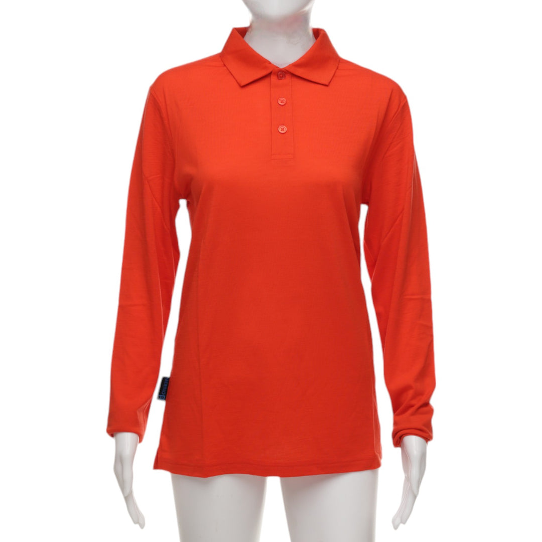 Long Sleeve Polo - Australian Merino - Unisex - Red Clay