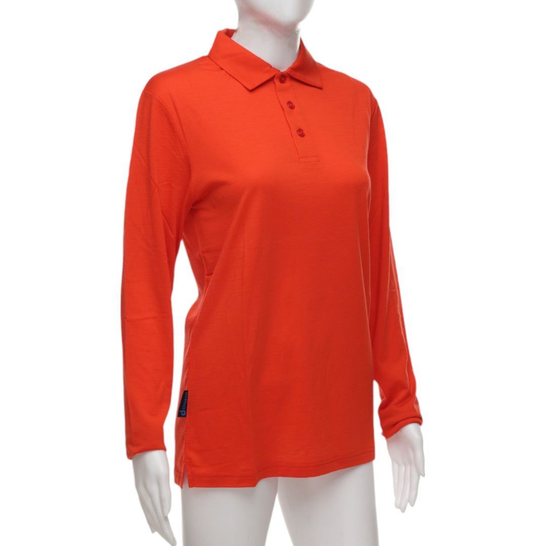 Long Sleeve Polo - Australian Merino - Unisex - Red Clay