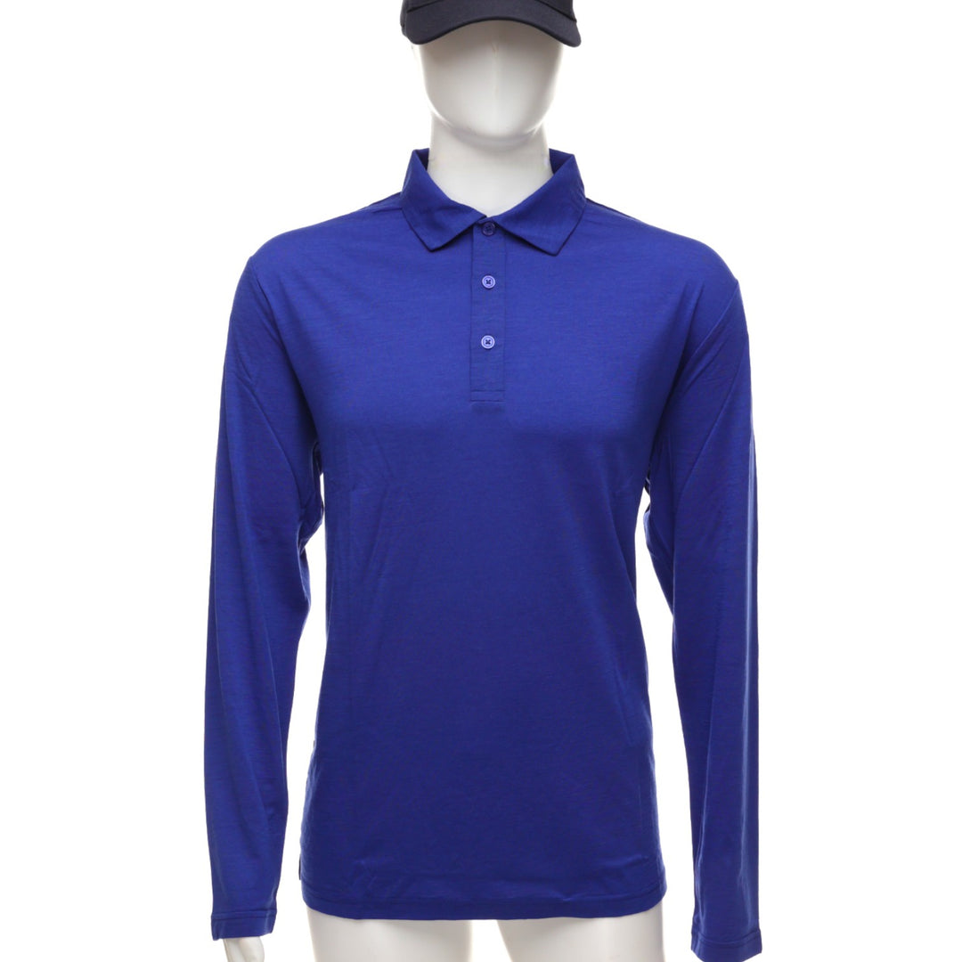 Long Sleeve Polo Shirt - Mazarine Blue - Unisex - The Merino Polo