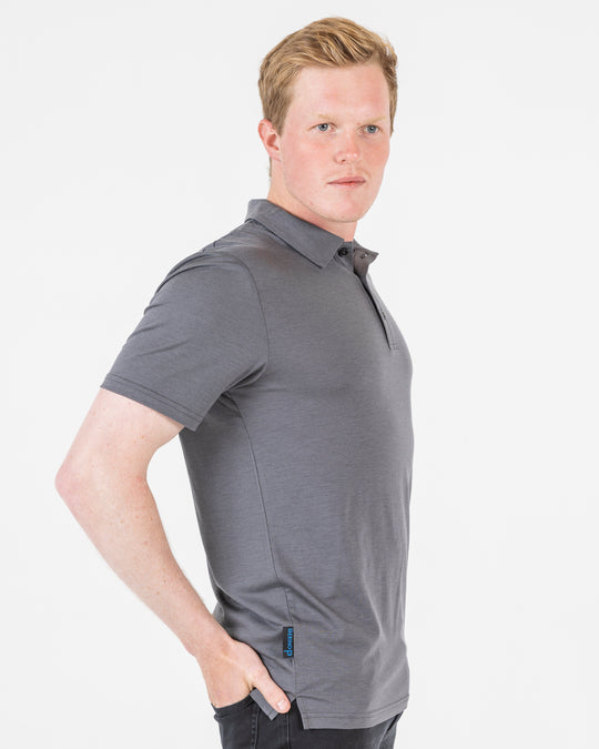 Men's Polo Shirt - Australian Merino Wool - Charcoal Grey - The Merino Polo