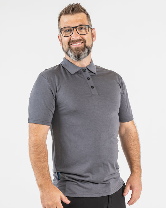 Men's Polo Shirt - Australian Merino Wool - Charcoal Grey - The Merino Polo