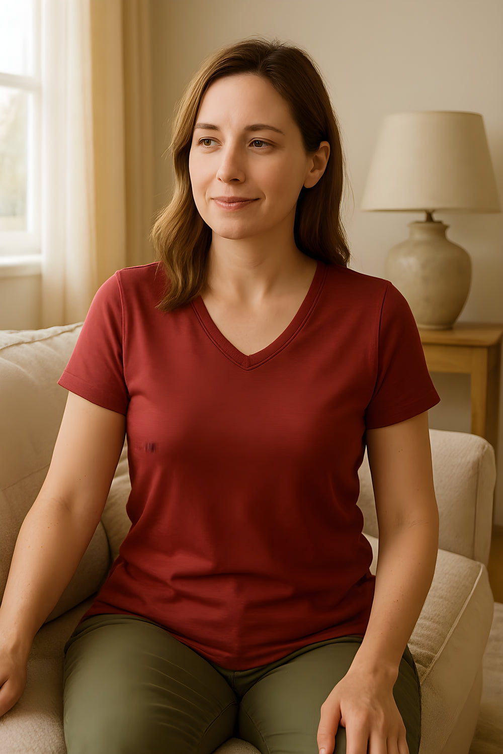 Lady's Merino T-shirts - 100% Extra Superfine Wool -Wine Red - The Merino Polo